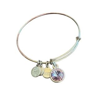 Alex and Ani Gold and Pink Crystal Charm Bracelet